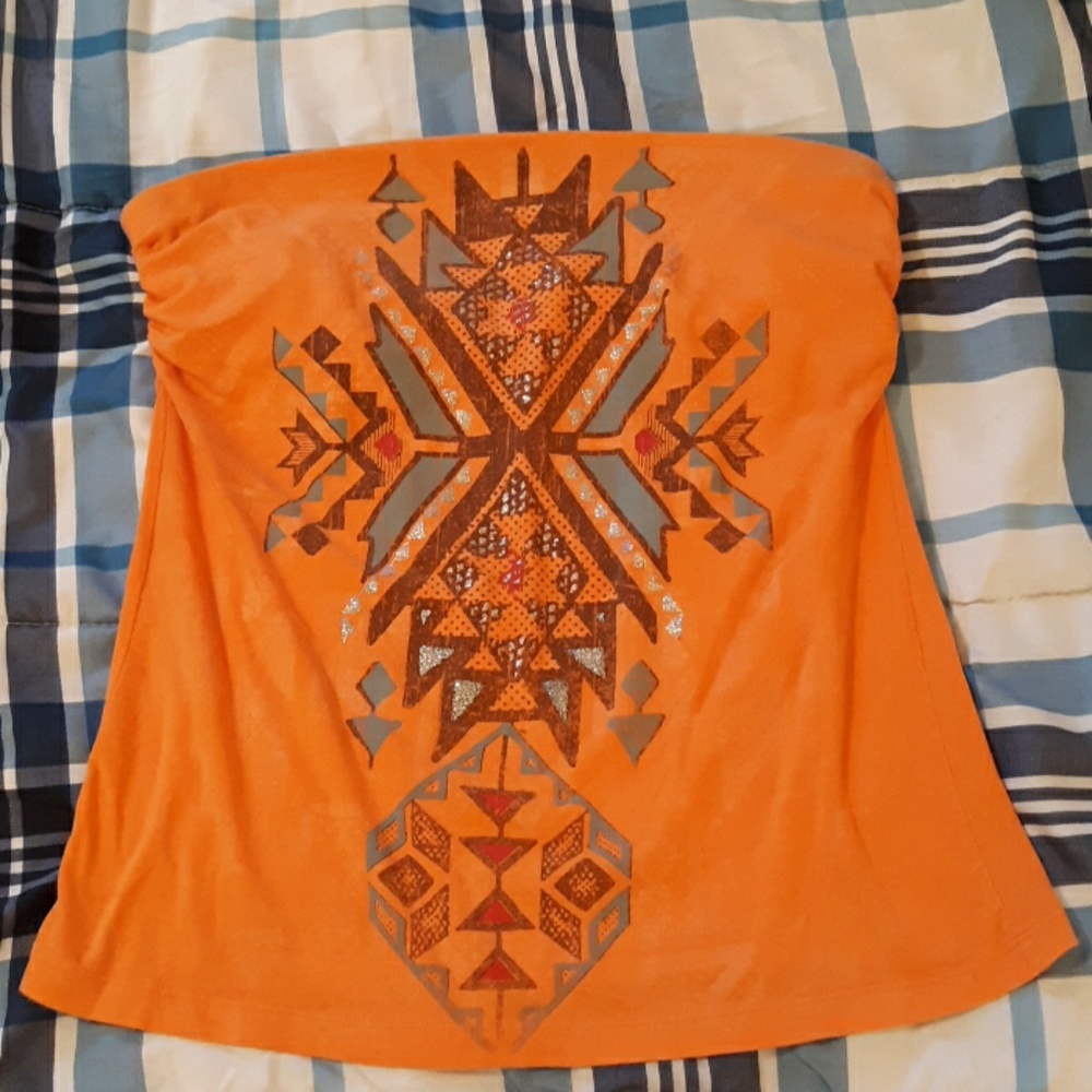 Orange tribal tube top